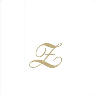 Tovaglioli bianchi 25x25 cm con Iniziale Z dorata