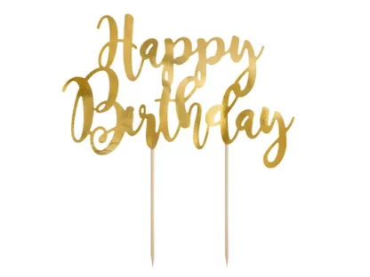 Cake topper Happy Birthday  oro