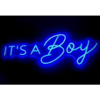 Scritta led it's a boy celeste