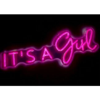 Scritta led it's a girl rosa