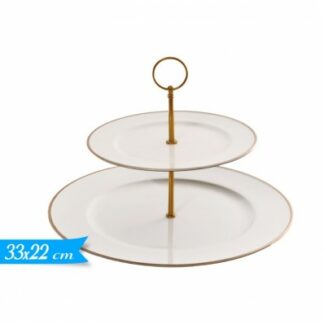 Alzatina 2 Piani Bianca E Oro