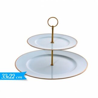 Alzatina 2 Piani Celeste E Oro