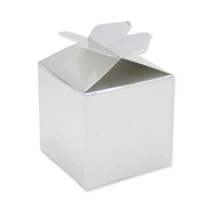 Scatoline portaconfetti 5 x 7 x 5 cm cubetto argento con fiocco