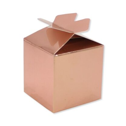 Scatoline portaconfetti 5 x 7 x 5 cm cubetto rosa gold con fiocco