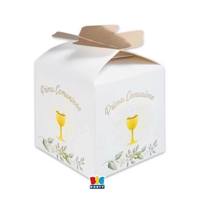 Scatoline portaconfetti 5 x 7 x 5 cm cubetto Prima Comunione con fiocco