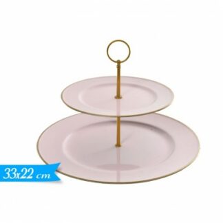 Alzatina 2 Piani Rosa E Oro