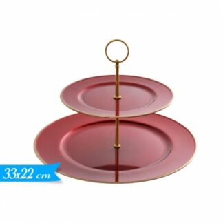 Alzatina 2 Piani Rossa E Oro