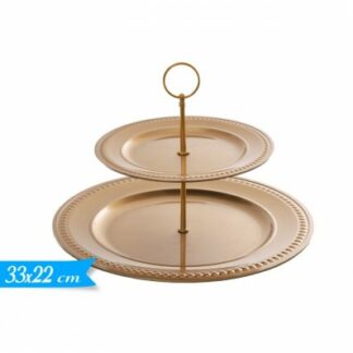 Alzatina 2 Piani Oro Ricamata