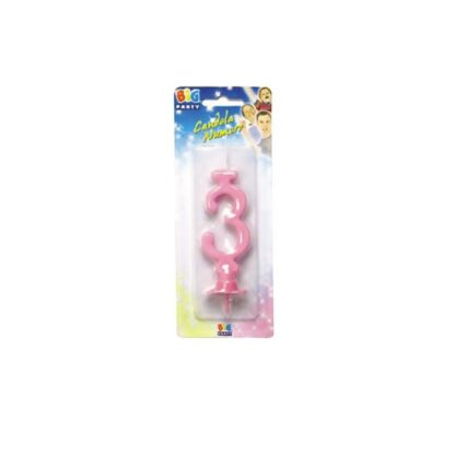 Candelina numero 3 rosa