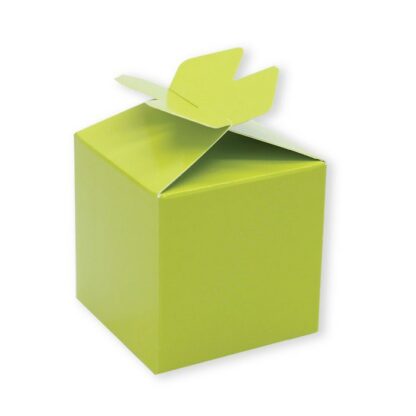 Scatoline portaconfetti 5 x 7 x 5 cm cubetto verde acido con fiocco