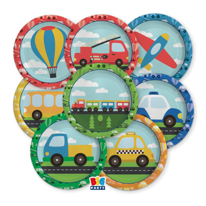 Piatti Festa A Tema Vehicles Mix 18 cm