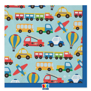 Tovaglioli Festa A Tema Vehicles 33x33 Cm
