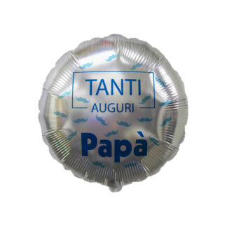 Palloncino 18 inch tondo Tanti Auguri Papa Baffetti Argento