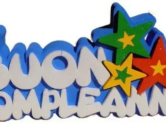 Scritta in polistirolo Buon compleanno blu