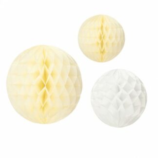 3 sfere in carta avorio assortito