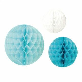 3 sfere in carta azzurro assortito