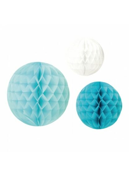 3 sfere in carta azzurro assortito