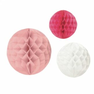 3 sfere in carta rosa assortito