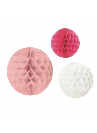 3 ventagli in carta rosa assortito