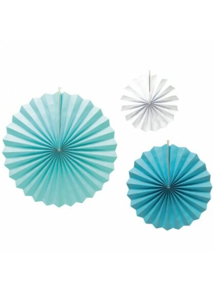 3 ventagli in carta azzurro assortito
