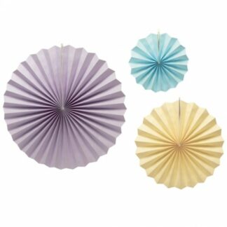 3 ventagli in carta colori pastello