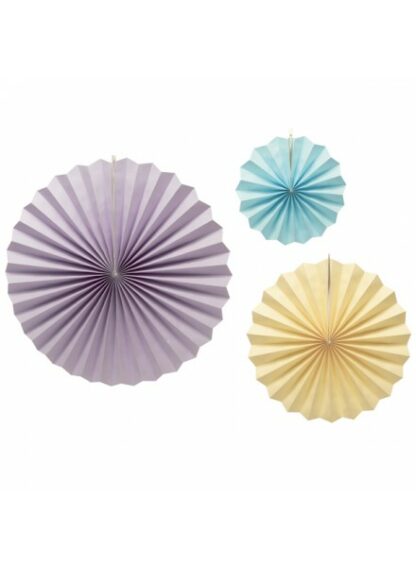 3 ventagli in carta colori pastello