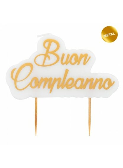 Candelina Buon compleanno metal oro