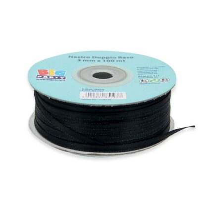Nastro Doppio Raso 3 mm x 100 mt Nero