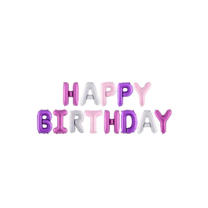 Palloncino Mylar Scritta Happy Birthday Rosa