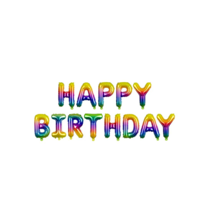 Palloncino Mylar Scritta Happy Birthday Rainbow