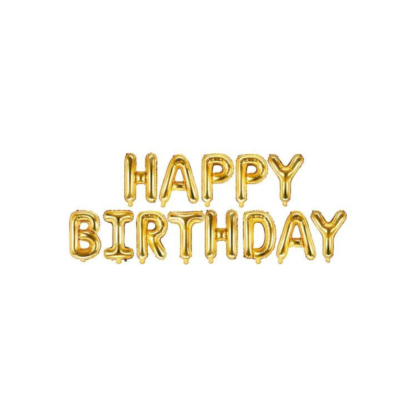 Palloncino Mylar Scritta Happy Birthday Oro