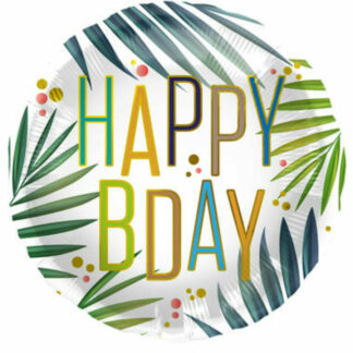 Palloncino Mylar Happy Birthday Foglie