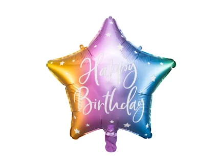Palloncino Mylar stella Happy Birthday Rainbow