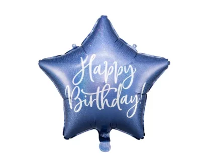 Palloncino Mylar stella Happy Birthday Blu Navy