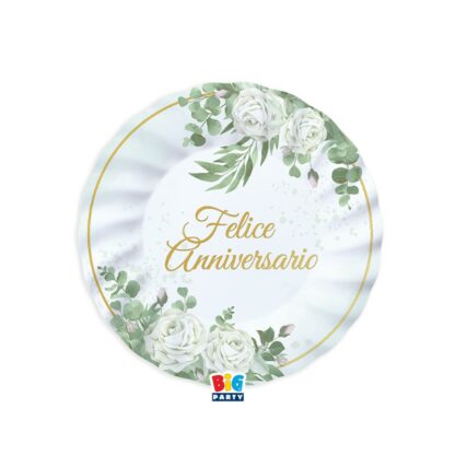 Piatti 20 cm Felice Anniversario Eucalipto