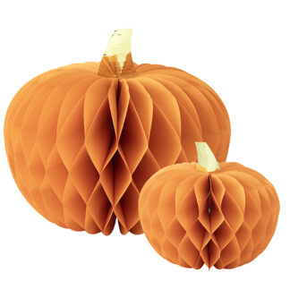 Zucche in carta con dettagli oro 20 cm e 30 cm