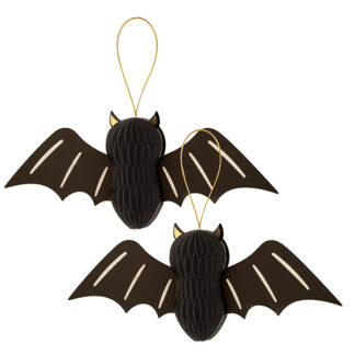 Pipistrelli in carta con dettagli oro 26 cm