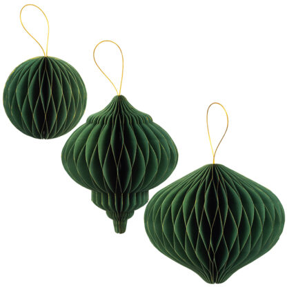 3 decorazioni in carta assortite verdone 15 20 25 cm