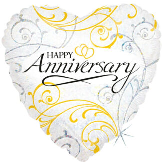 Palloncino Mylar Olografico A Cuore Buon Anniversario