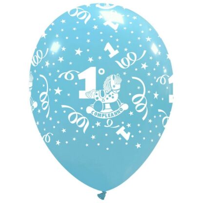 Palloncini primo compleanno celeste 12"- 30 cm in lattice