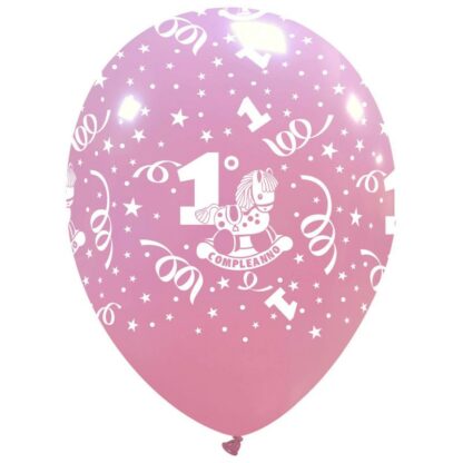 Palloncini primo compleanno rosa 12"- 30 cm in lattice