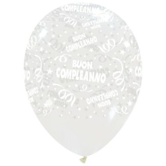 Palloncini Buon Compleanno trasparente  12"- 30 cm in lattice