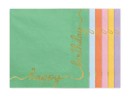 Tovaglioli Happy Birthday colori mix