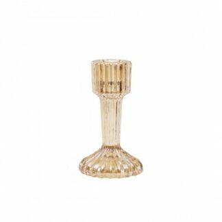Candelabro in vetro rigato 11 cm Champagne