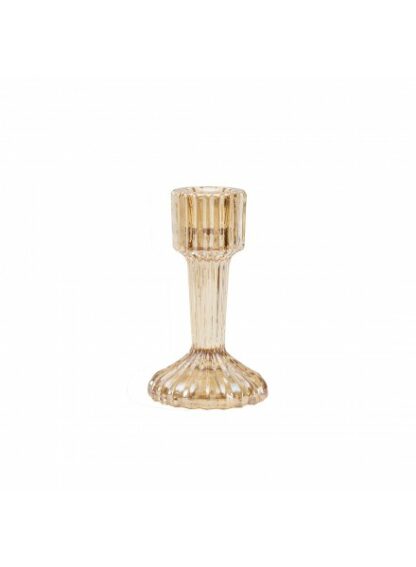 Candelabro in vetro rigato 11 cm Champagne