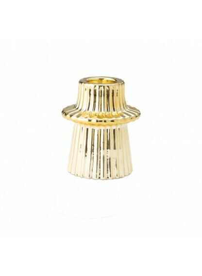 Candelabro in vetro rigato 7 cm Oro