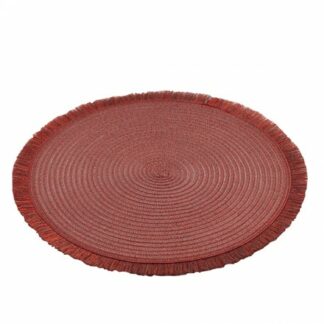 Sottopiatto rosso con frangia in tessuto 35 cm