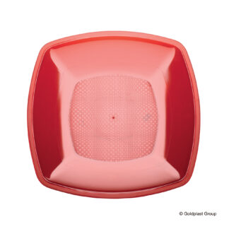 Piatti in plastica quadrati rossi 23 cm