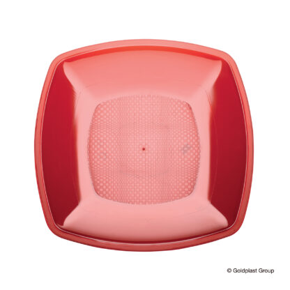 Piatti in plastica quadrati rossi 23 cm