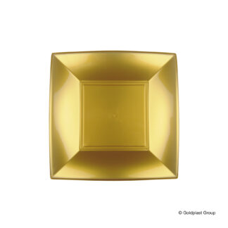 Piatto dessert in plastica oro 18 cm